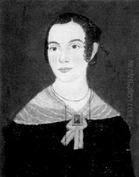 Portrait Of A Young Woman Wearing A Lace Collar Clasped With A Portrait Pendant - view 1