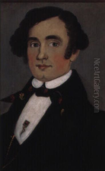 Portrait Of John Sherburne Perkins Wearing A Decorated Tie - view 1