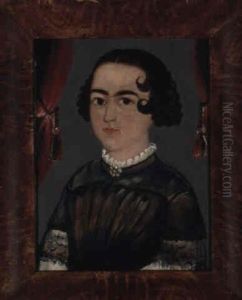 A Brown-eyed And Brown-haired Girl Wearing Blue Dress With Ruffled Collar by William Matthew Prior