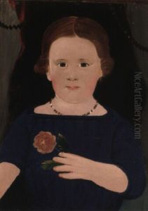 Young Girl In Blue Dress With Rose by William Matthew Prior