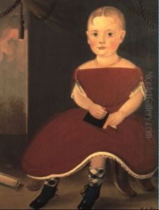 Portrait Of A Blonde-haired Little Girl Wearing A Red Dress