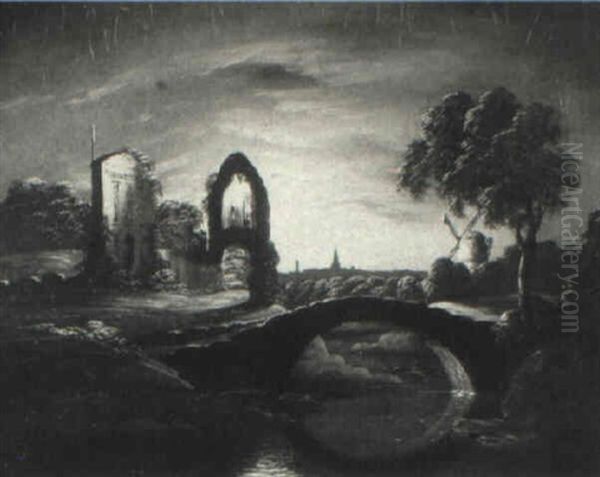 Moonlit Landscape With Ruins - view 1