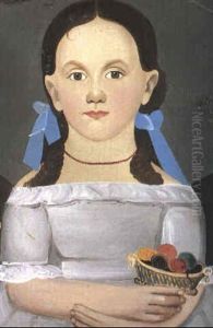 Portrait Of A Little Girl With Basket Of Fruit
