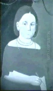 Portrait Of Miss A.a. Wallen Of Martha's Vineyard Holding A Pencil
