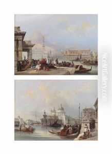 The Doge's Palace From The Dogana (+ Santa Maria Della Salute, Venice; 2 Works) by Edward Pritchett