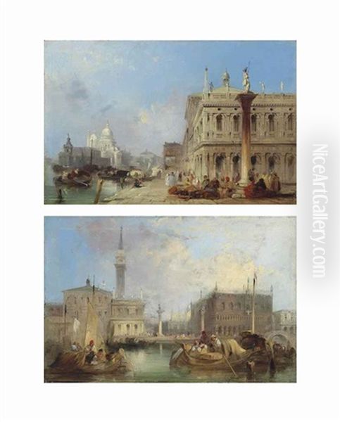 The Entrance To The Grand Canal, Venice; The Doge's Palace, The Piazetta And The Campanile Of St. Mark's, Seen From The Bacino (pair) - view 1
