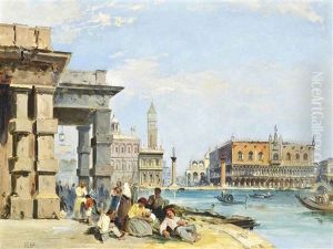 After The Service, Venice, With The Piazza San Marco And The Dogana Beyond by Edward Pritchett