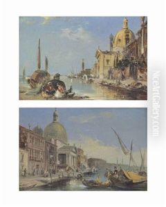 View Of Santa Maria Del Rosario (i Gesuati), On The Giudecca Canal, Venice And San Simeone Piccolo On The Grand Canal, Venice (2 Works) by Edward Pritchett