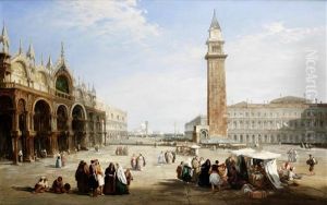 A View Of St. Mark's Square, Venice, With San Giorgio Maggiore In The Distance by Edward Pritchett