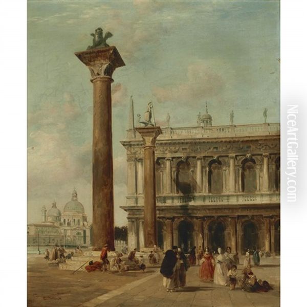 Figures On The Piazzetta, Venice - view 1