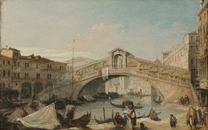 The Entrance To The Grand Canal With The Church Of Santa Maria Della Salute, Venice And A View Of The Rialto Bridge, Venice (pair) by Edward Pritchett