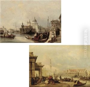 The Doge's Palace From The Dogana (+ Santa Maria Della Salute, Venice; 2 Works) by Edward Pritchett
