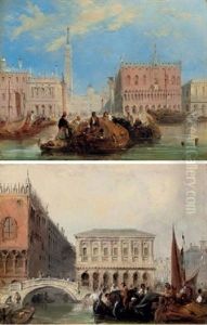 The Piazzetta (+ The Bridge Of Sighs, Venice; Pair) by Edward Pritchett