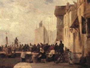 The Fish Market At Calais by Edward Pritchett