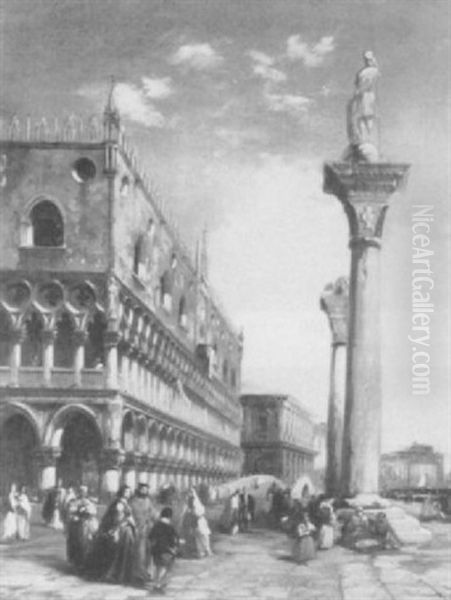 Figures By The Doge's Palace, Venice - view 1