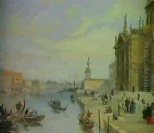 View Of The Doge's Palace From The Steps Of The Church Of Santa Maria; Distant View Of The Doge's Palace, Venice by Edward Pritchett