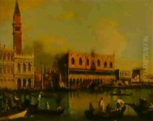 The Bacino Di San Marco, The Doge's Palace, The Piazzetta   And The Marciana Library Beyond