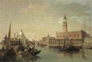 The Grand Canal, Venice, With Santa Maria Della Salute, The Piazzetta And Doge's Palace by Edward Pritchett