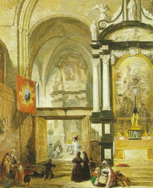 Kircheninneres Mit Figurlicher Staffage - view 1