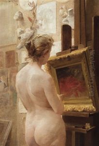 Model In The Artist Studio by Henri Privat-Livemont