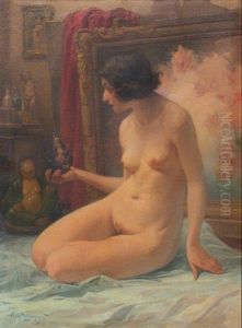 Jeune Femme Nue A La Poupee, Portrait Presume De Louise-josephine Malbrancke by Henri Privat-Livemont