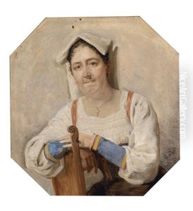 Bildnis Einer Italienerin (laut Familientradition Gisela, Um 1890, Frau Des Kunstlers)