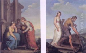 Ung Pige Der Stanges Over Den En Flod by Carl Probsthayn