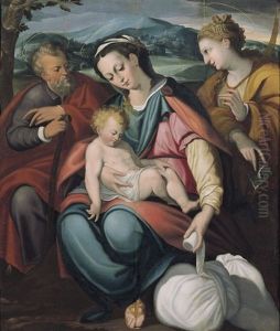 Sacra Famiglia Con Santa Caterina by Ercole Procaccini the Elder