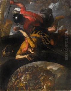 Die Schlacht Zwischen Romern Und Galliern An Den Ufern Des Aniene by Ercole Procaccini the Younger