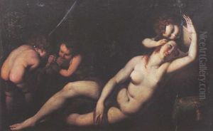 Venus Allongee Accompagnee De Trois Putti by Ercole Procaccini the Younger