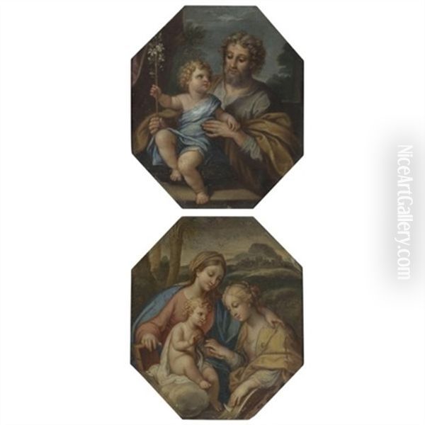 Virgin And Christ Child With St. Catherine (+ Christ Child With Joseph; Pair) - view 1