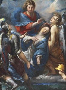 Christ Baptising Mary Magdalene Supported By The Archangels Michael And Raphael