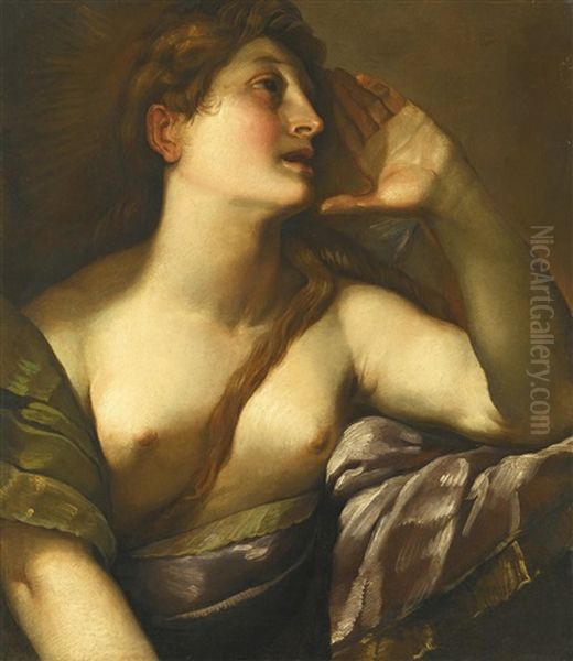 Study Of A Female Figure Facing Right: The Penitent Magdalene - view 1