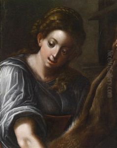 Eine Junge Frau Mit Aufgehangtem Wildbret (fragment Eines Kuchenstilllebens)