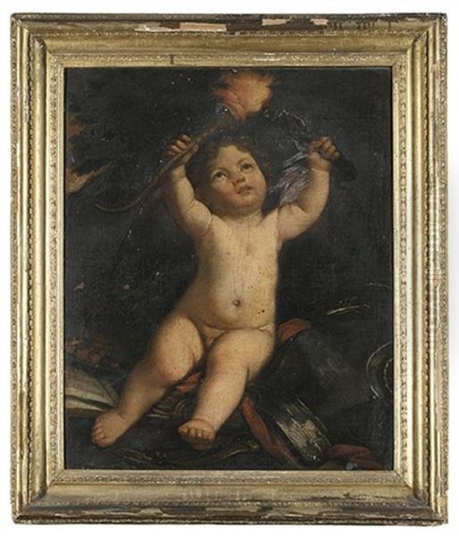 A Putto Holding Two Flaming Torches - view 1