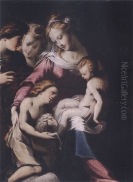 Madonna And Child With Saint John The Baptist And Two Angels In A Landscape - view 1
