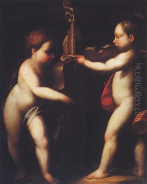 Putti Playing The Viola Da Gamba And The Violin - view 1