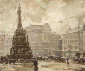 Olomouc Square In Winter by Iaro Prochazka