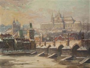 Blick Auf Den Hradschin Mit Karlsbrucke by Iaro Prochazka