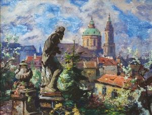 Sculpture In The Garden Of Prague Castle by Iaro Prochazka