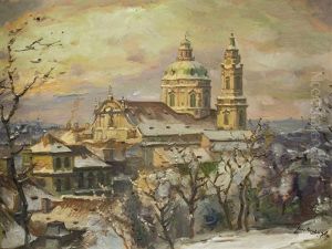 Winter Roofs Of St. Nicholas Temple by Iaro Prochazka