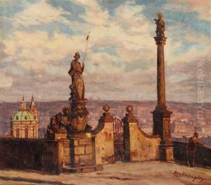 A View Of Prague From Prague Castle by Iaro Prochazka