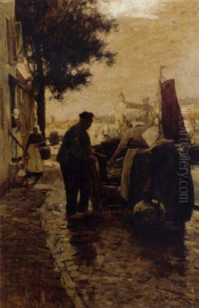 Figures In A Breton Harbour - view 1