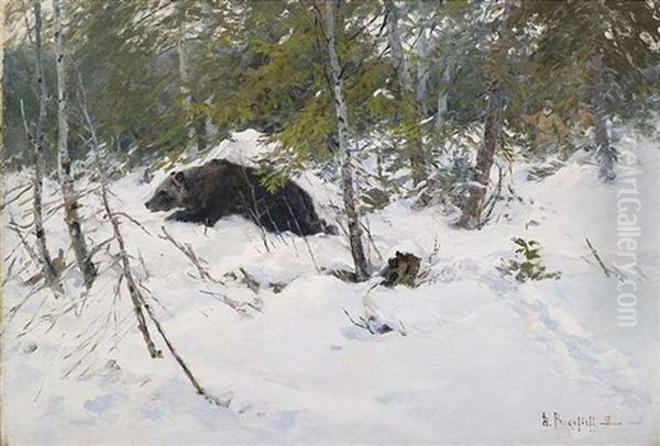 Barenjagd Im Winterlichen Wald - view 1