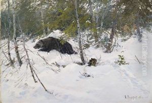 Barenjagd Im Winterlichen Wald by Dimitri Von Prokofiev