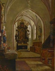 Blick In Den Chorraum Einer Kirche by Friedrich Anton Otto Prolss