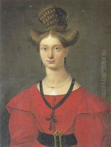 Portraet Af En Dame I Rod Kjole (kunstnerens Forlovede Og Senere Hustru Mary Texland De Seethorst?)