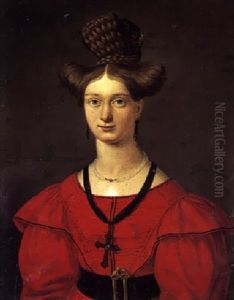 Portraet Af En Dame I Rod Kjole, Kunstnerens Forlovede Og Senere Hustru Mary Texland De Seethorst (?) Portraet Af En Dame I Rod Kjole, Kunstnerens Forlovede Og Senere Hustru Mary Texland De Seethorst (?)