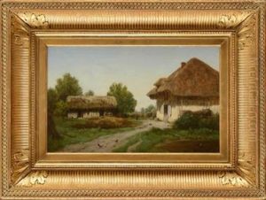 Cour De Ferme by Louis Hector Pron