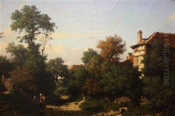 Scene Paysanne Dans Un Paysage D'automne - view 1